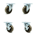 Service Caster SCC 4” x 1.5" High Temp Phenolic Wheel Caster - 2 Swivel/2 Swivel w/Brakes, 4PK SCC-20S415-PHSHT-TP2-2-TLB-2